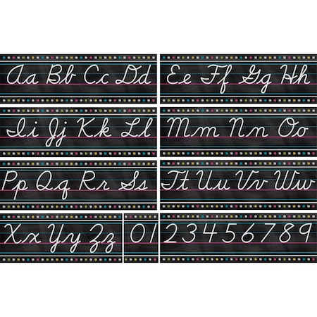 Teacher Created Resources Chalkboard Brights Cursive Writing Bulletin Board Display Set TCR5858